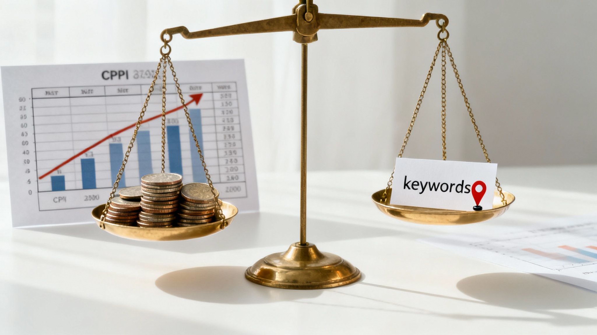 A person analyzing financial charts and graphs related to advertising costs.