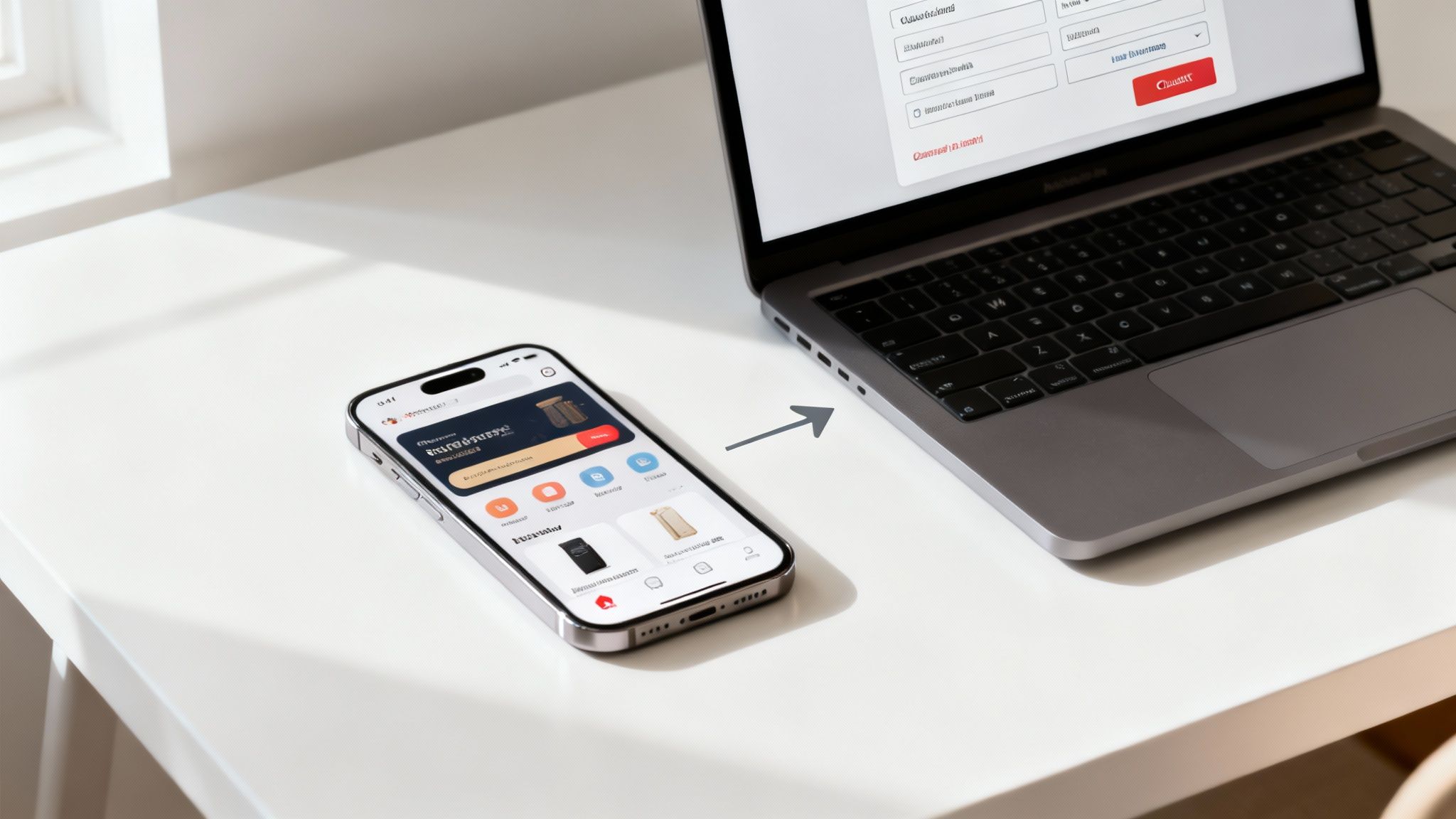 A clean, minimalist website layout on a laptop, showing a clear visual hierarchy and an intuitive navigation bar.