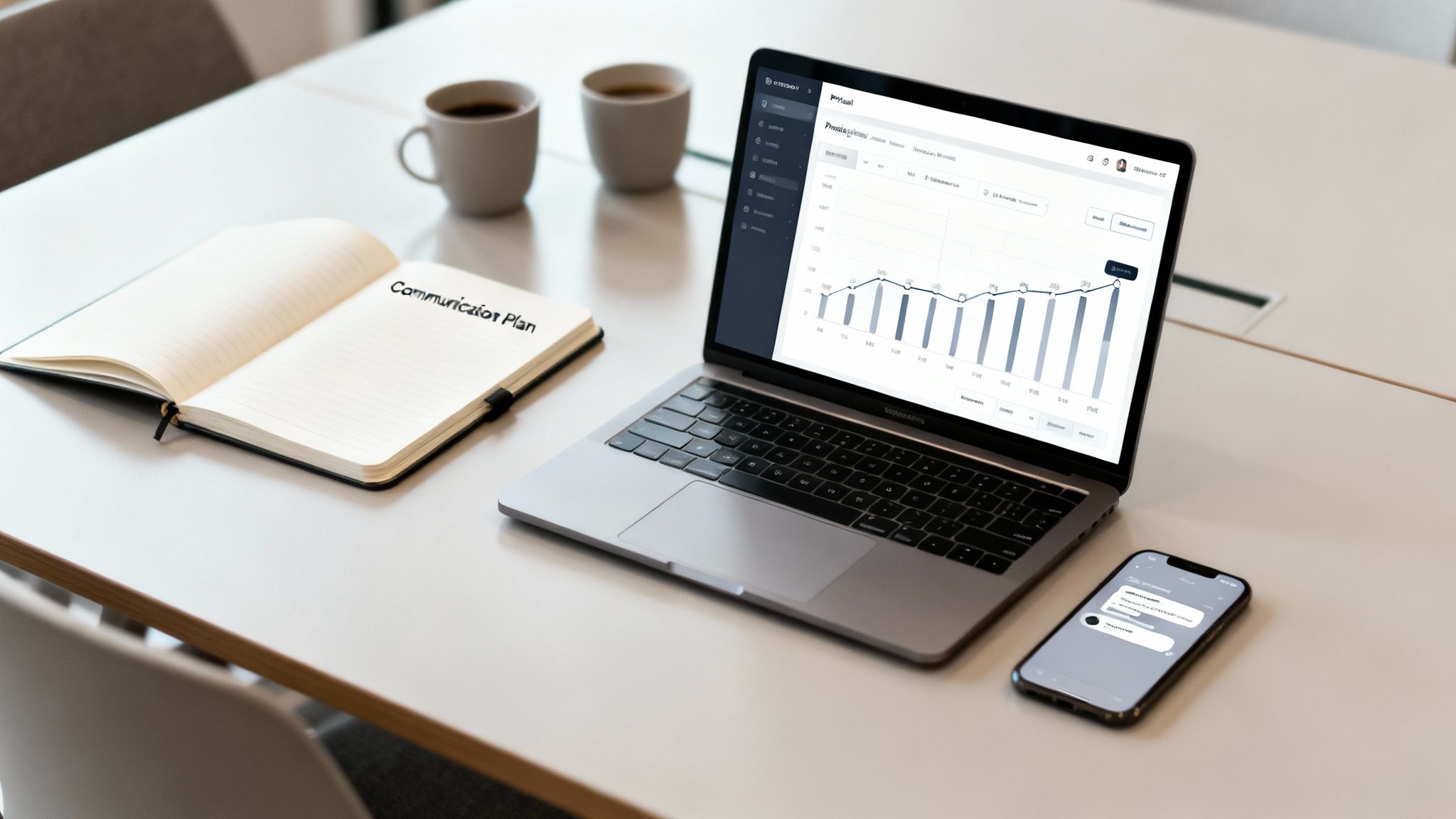 A team collaborating around a whiteboard, illustrating process and communication