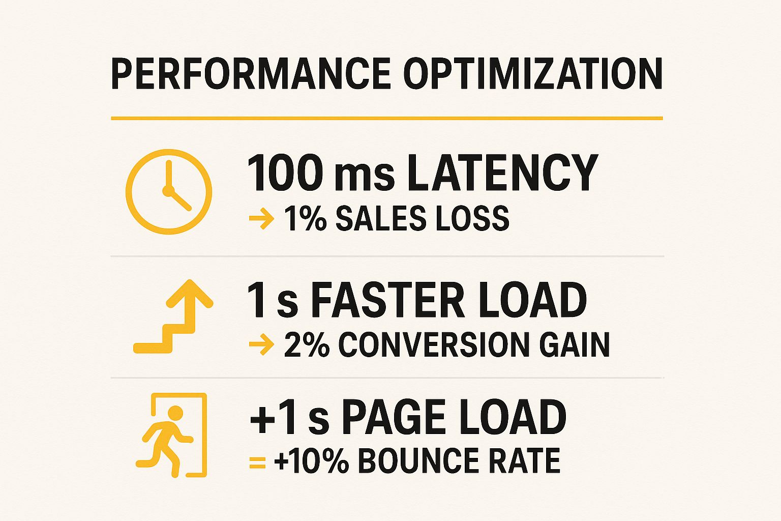 Infographic showing key data about Performance Optimization and Speed Testing