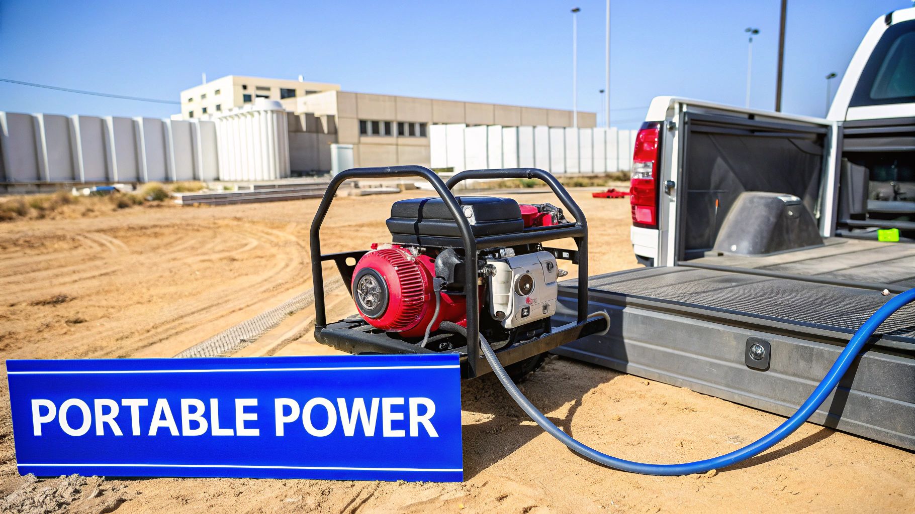 A powerful gasoline powered vacuum being used on a job site to clear debris