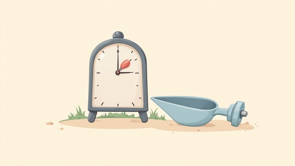 an illustration of a clock and scooper that's commonly found within preworkouts
