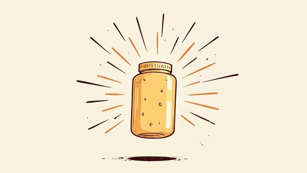 an illustration of a capsule bottle