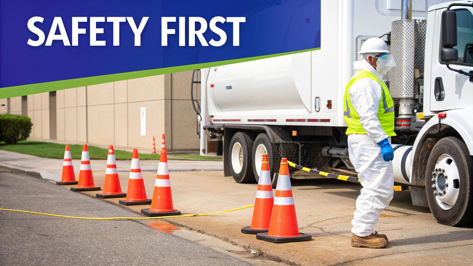 An operator using hydrovac equipment safely on a job site