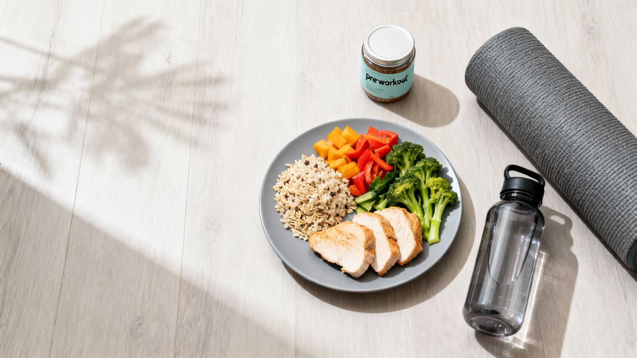 A person preparing a healthy, protein-rich meal after a workout