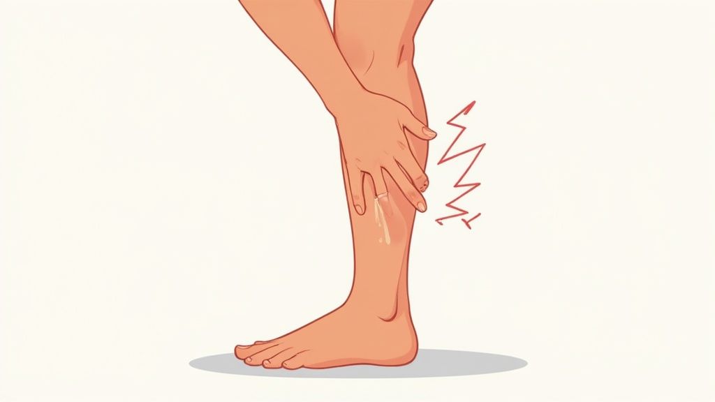 an illustration of an ankle and calf
