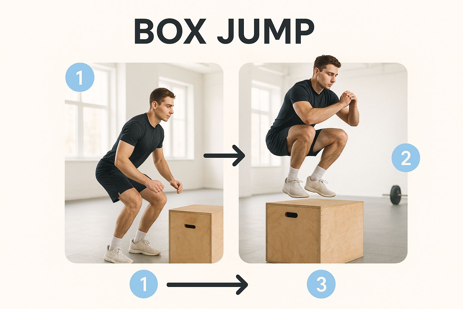 Infographic about how to improve reaction time using box jumps as an example
