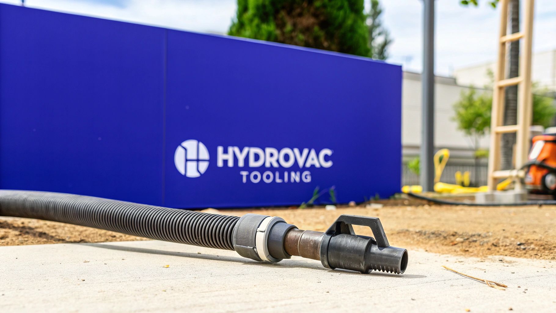 A specialized hydrovac attachment tool being used for excavation