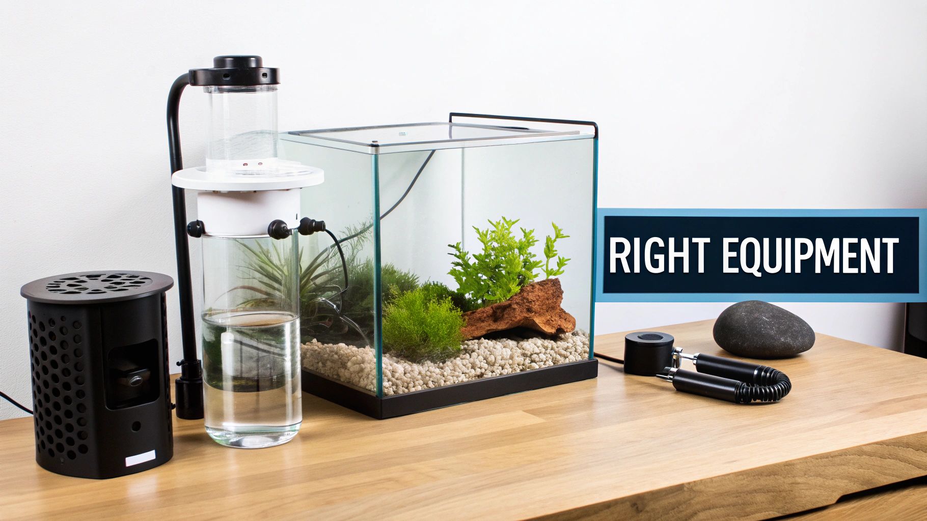 A vibrant saltwater reef aquarium with various corals and fish, showcasing a successful setup.