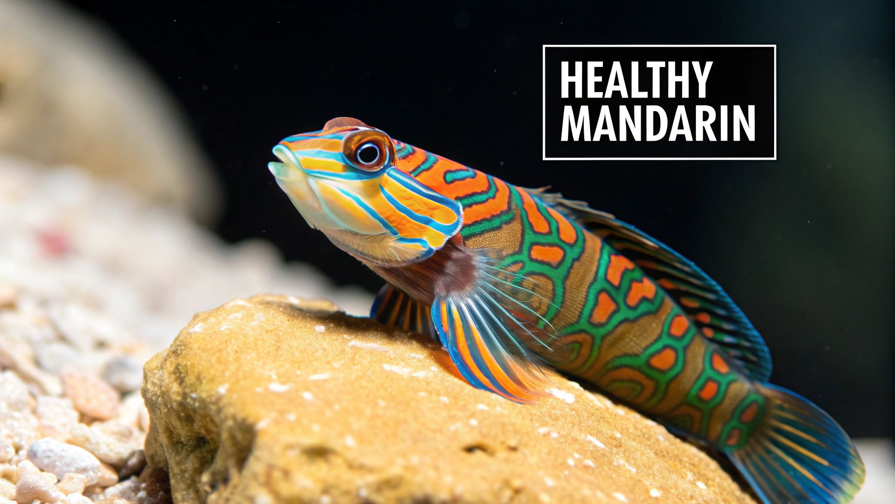 A healthy, plump mandarin goby displaying vibrant colors.