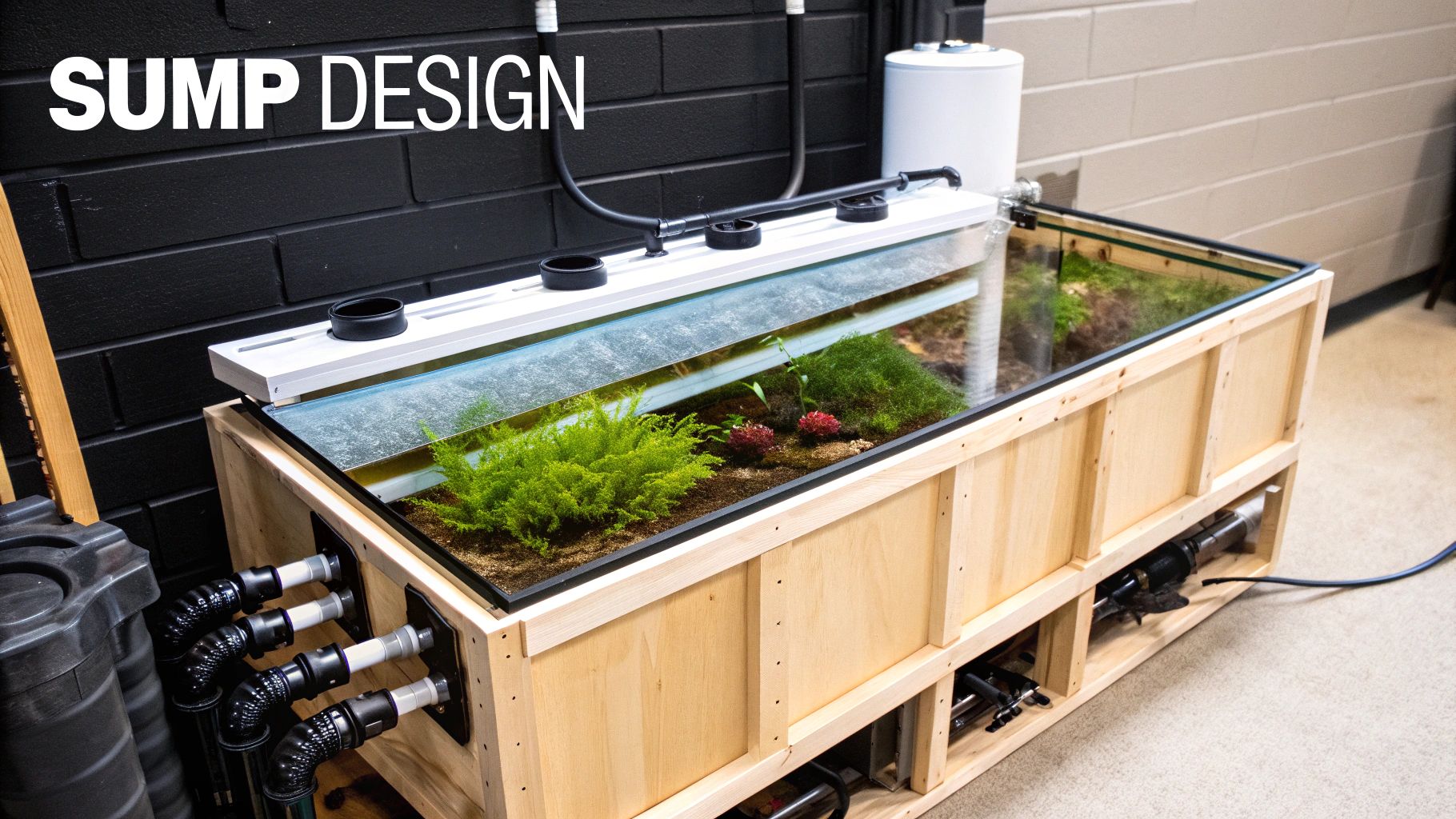 A clean and well-organized sump with a dedicated refugium compartment.