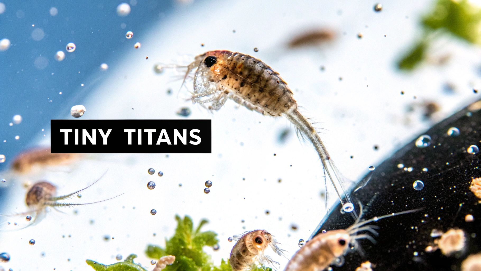 Close-up of copepods in a marine environment