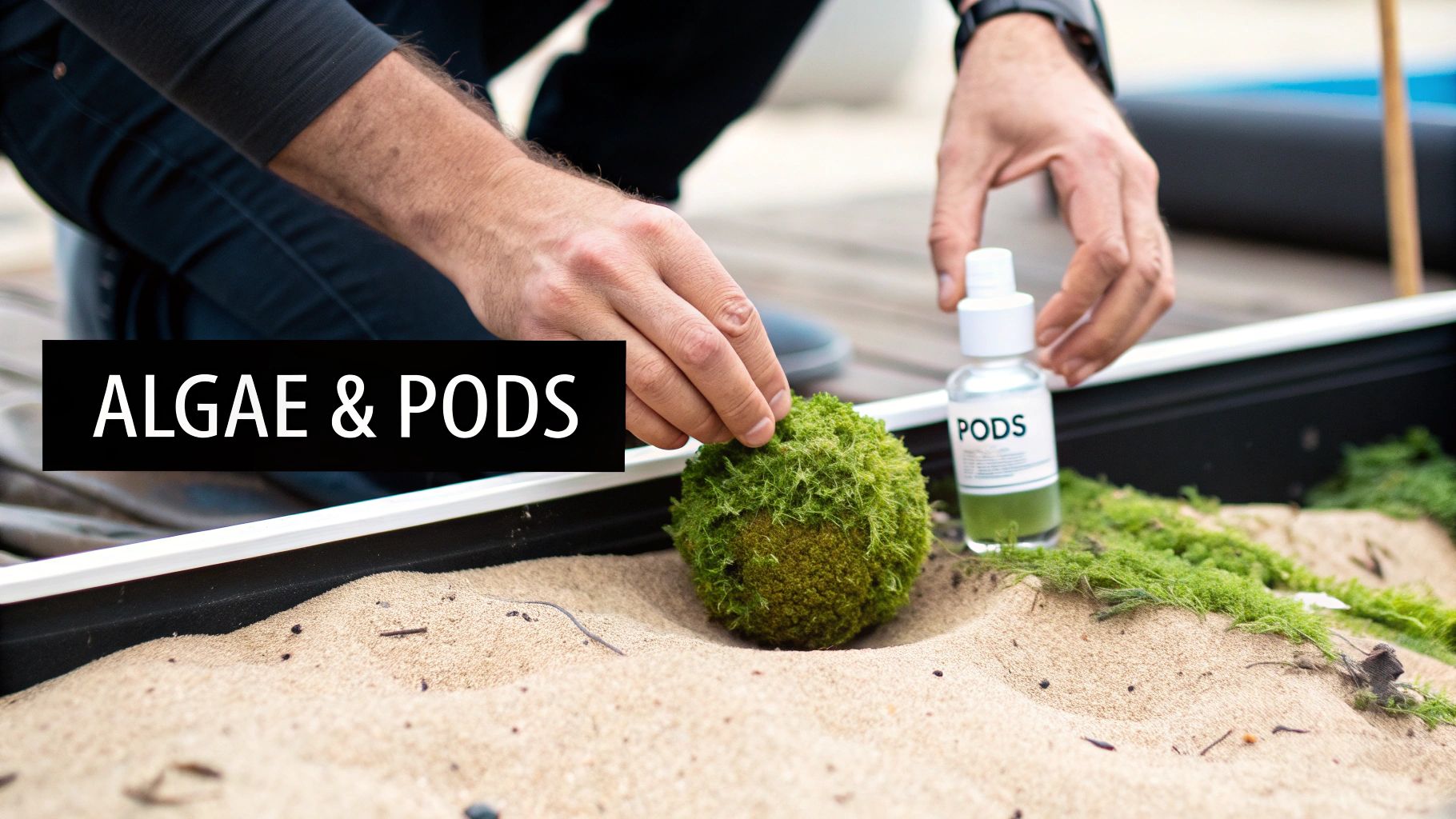 A close-up of Chaetomorpha macroalgae and copepods in a refugium.