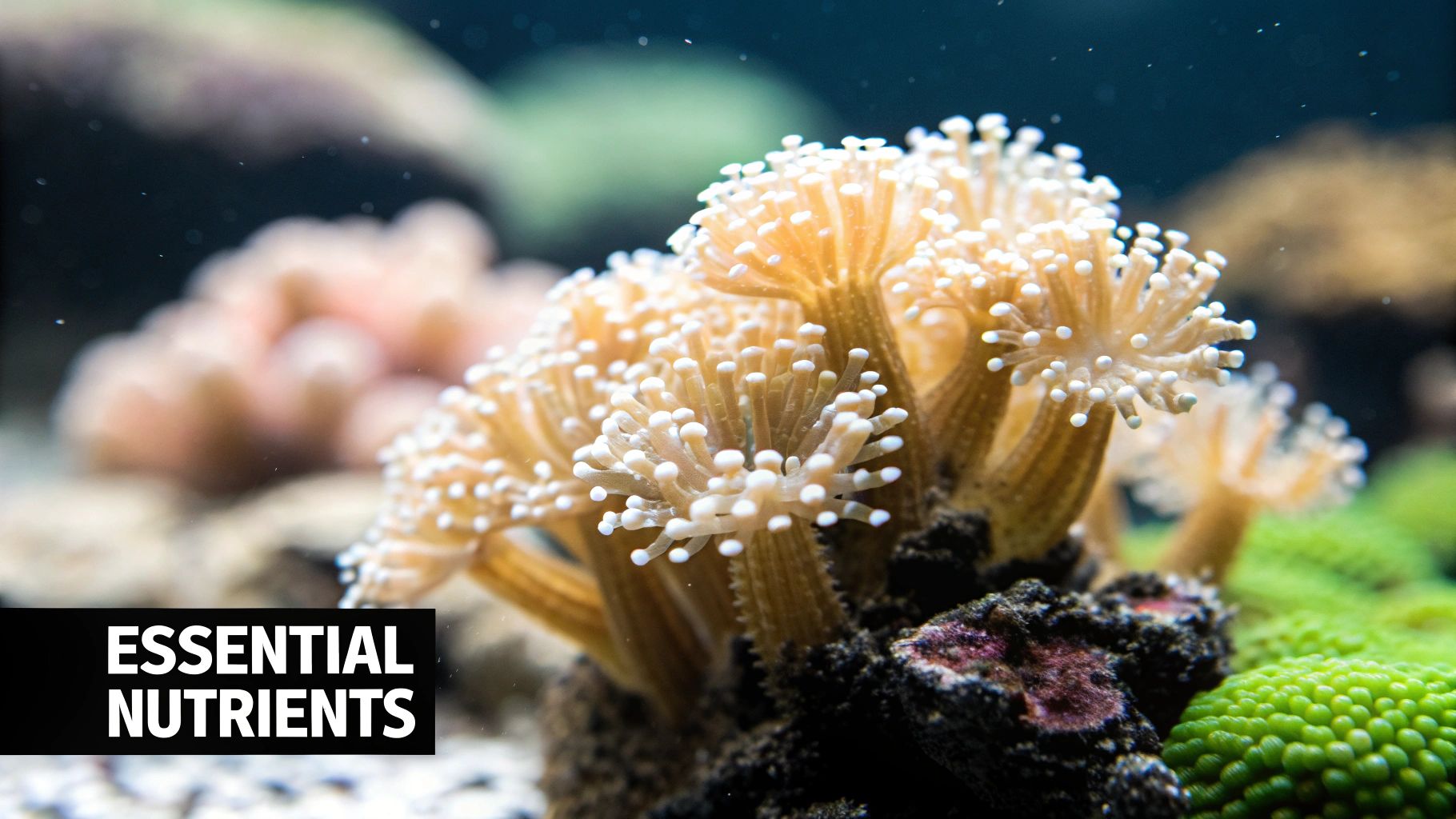 Vibrant corals in a reef tank showing intense coloration and full polyp extension.