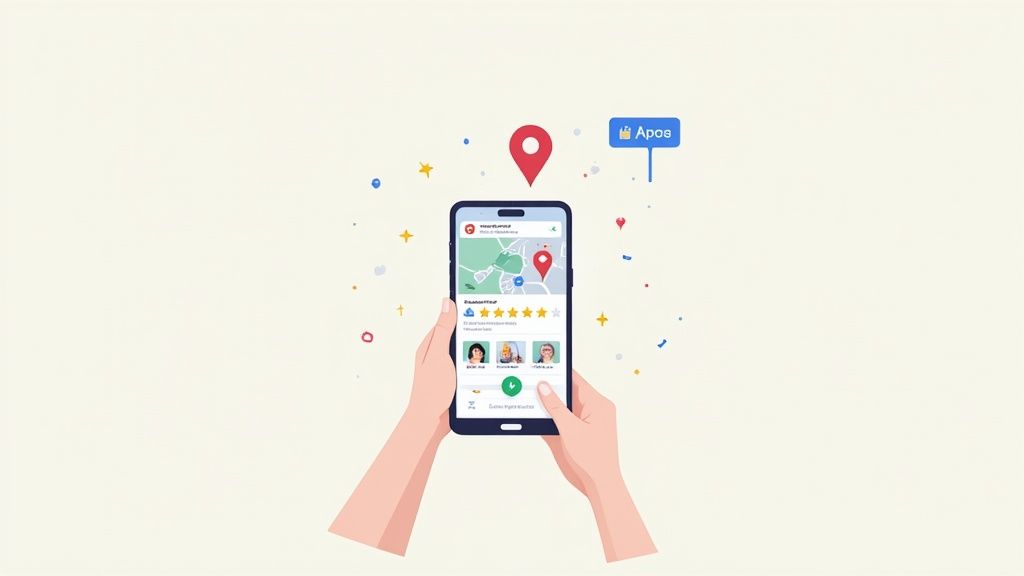 A web design professional working on a website layout on a large monitor, showing service and area pages.