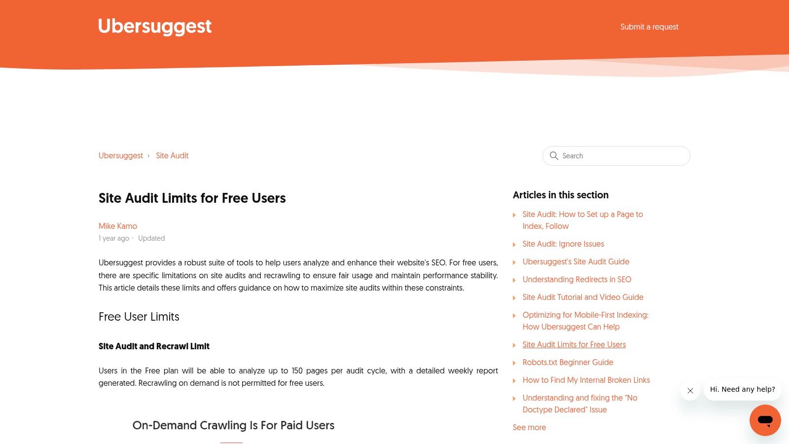 Ubersuggest – Site Audit (Free plan)