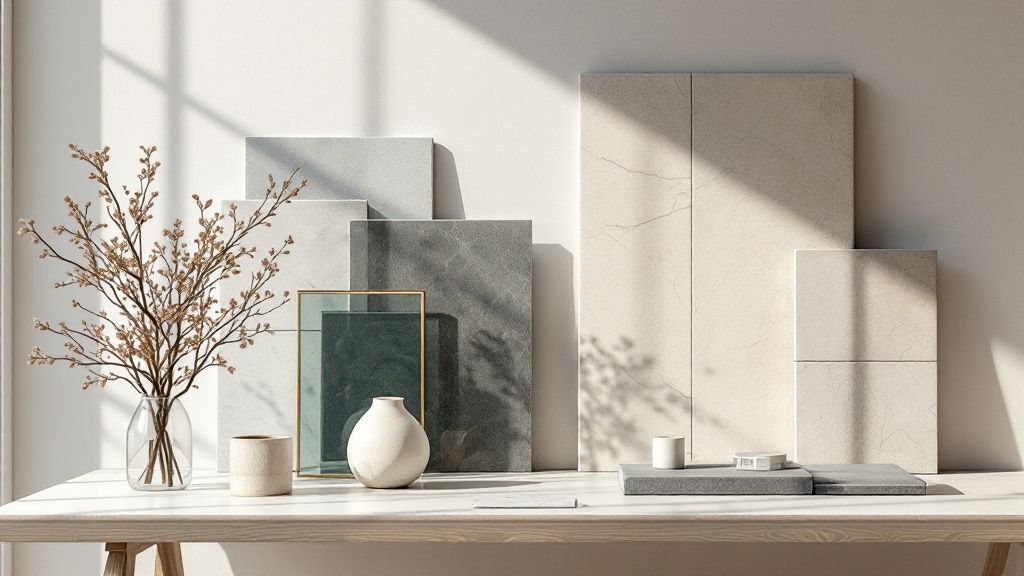 A construction manager reviewing blueprints on a tablet at a building site