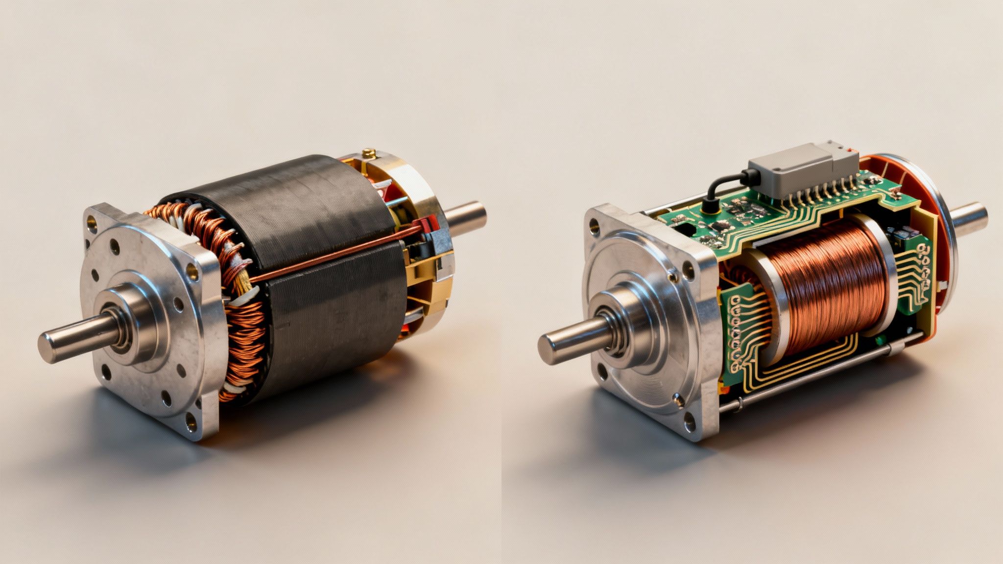 A diagram showing the internal components of a brushless DC electric motor.