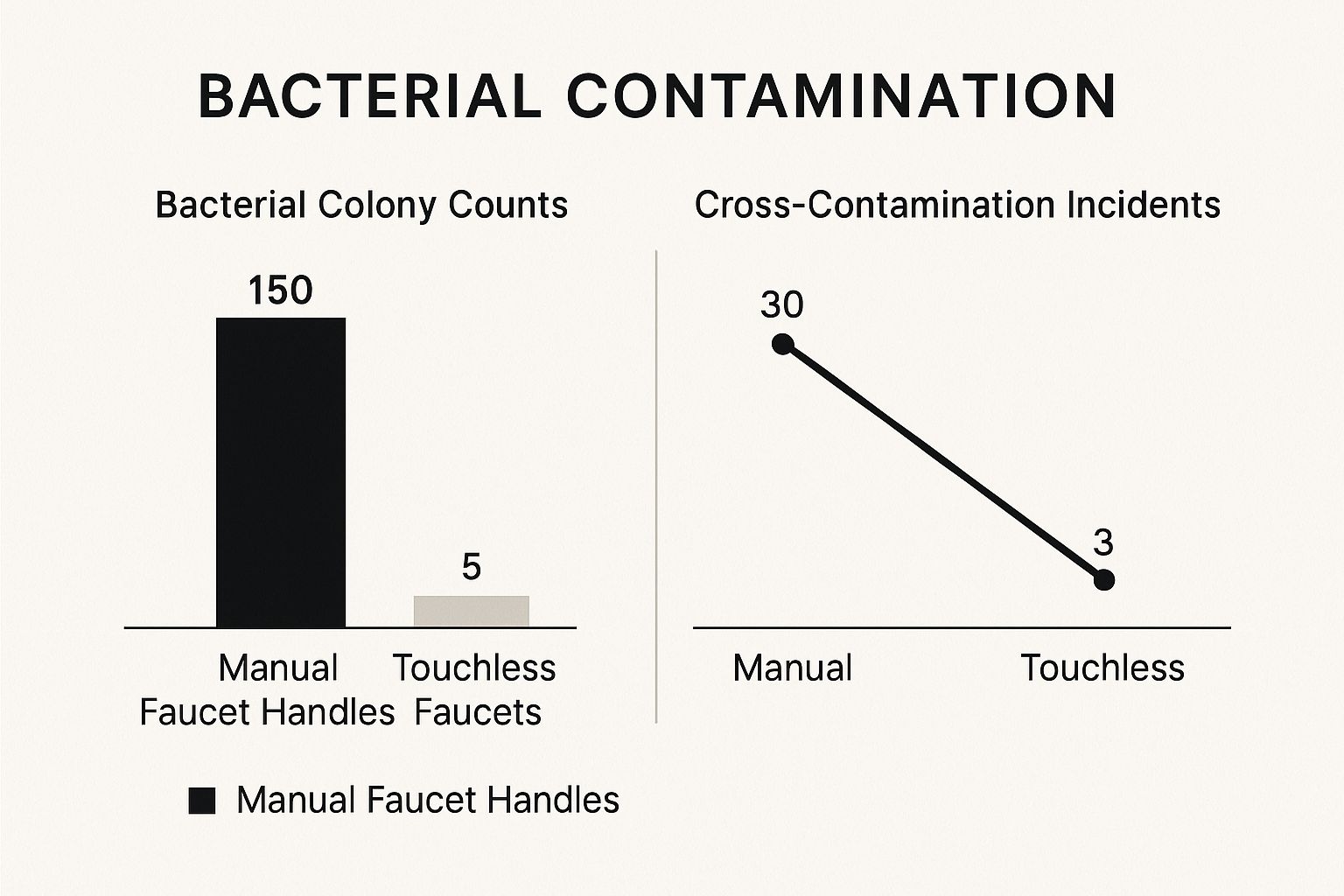 Infographic about touchless & voice‑controlled faucets: hygiene and efficiency in commercial spaces