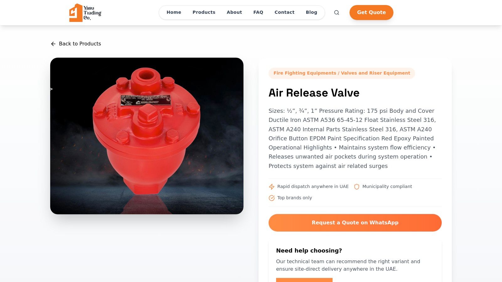 UL/FM-approved Air Release Valve for municipal compliant plumbing systems in the UAE