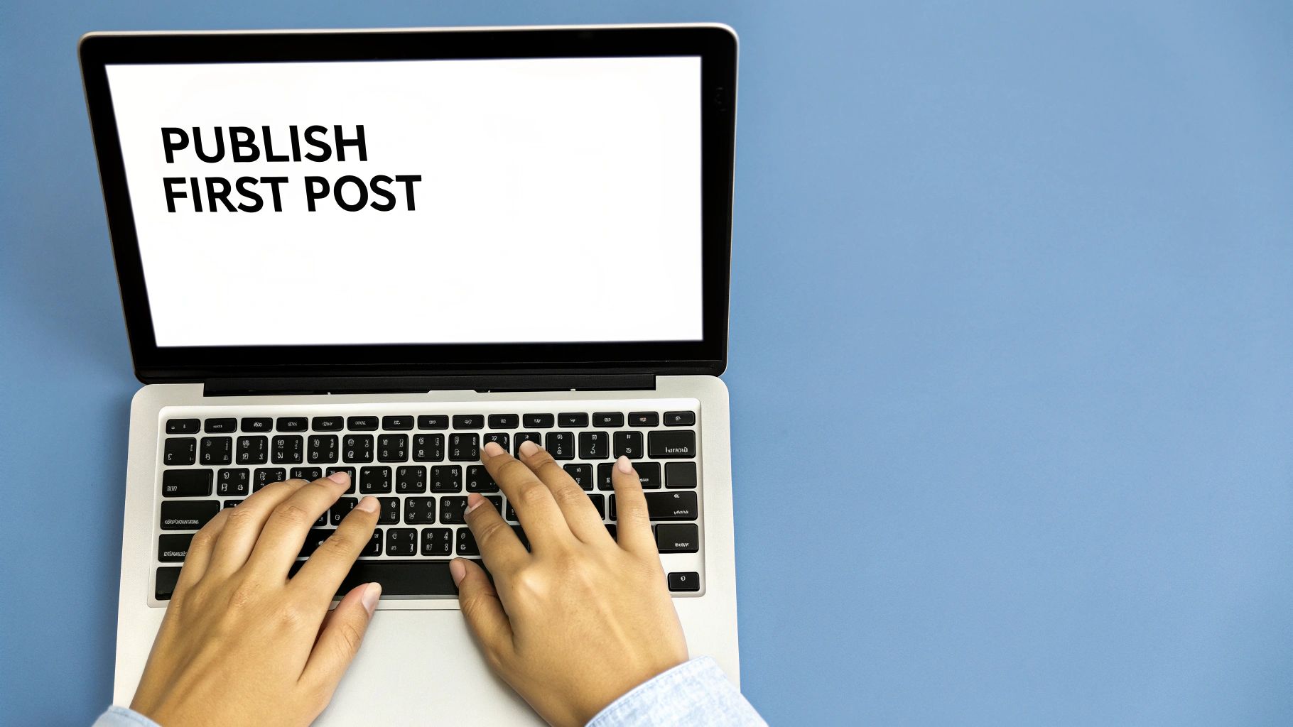 A person writing on a laptop, with charts and graphs in the background, symbolizing content creation and SEO.
