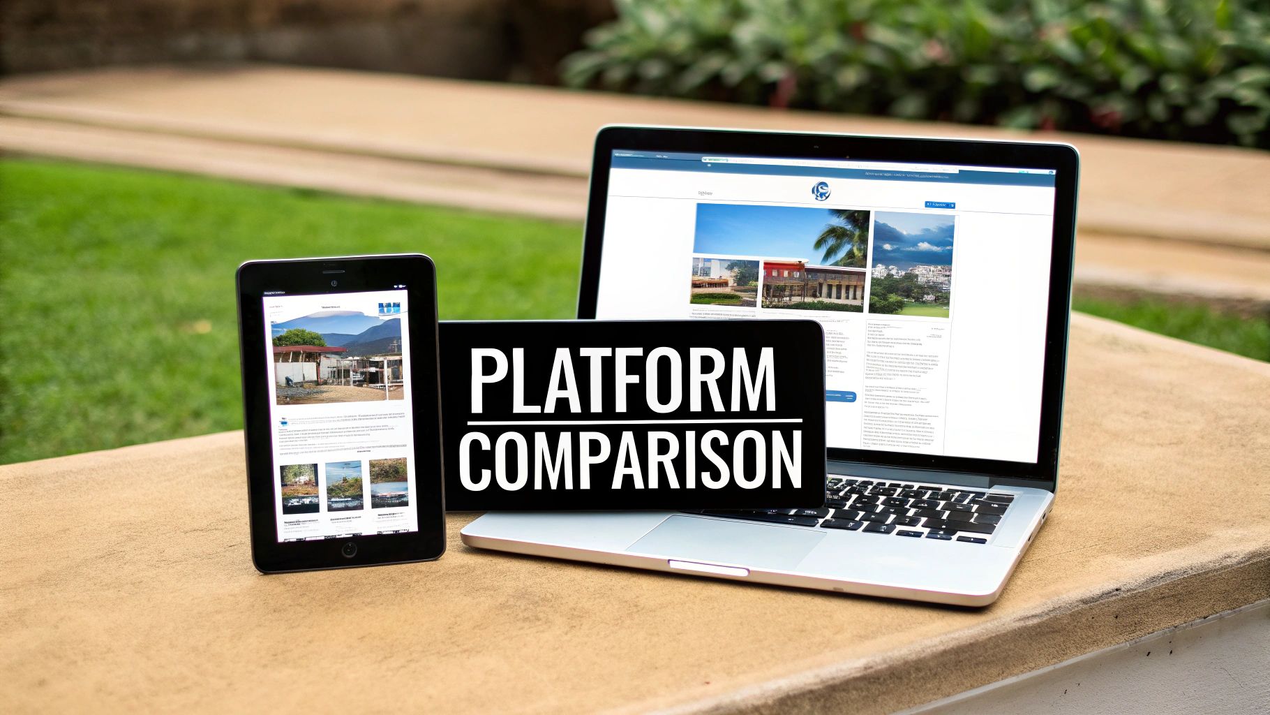 A split-screen image showing the dashboards of WordPress, Shopify, and Wix side-by-side, representing a direct comparison.