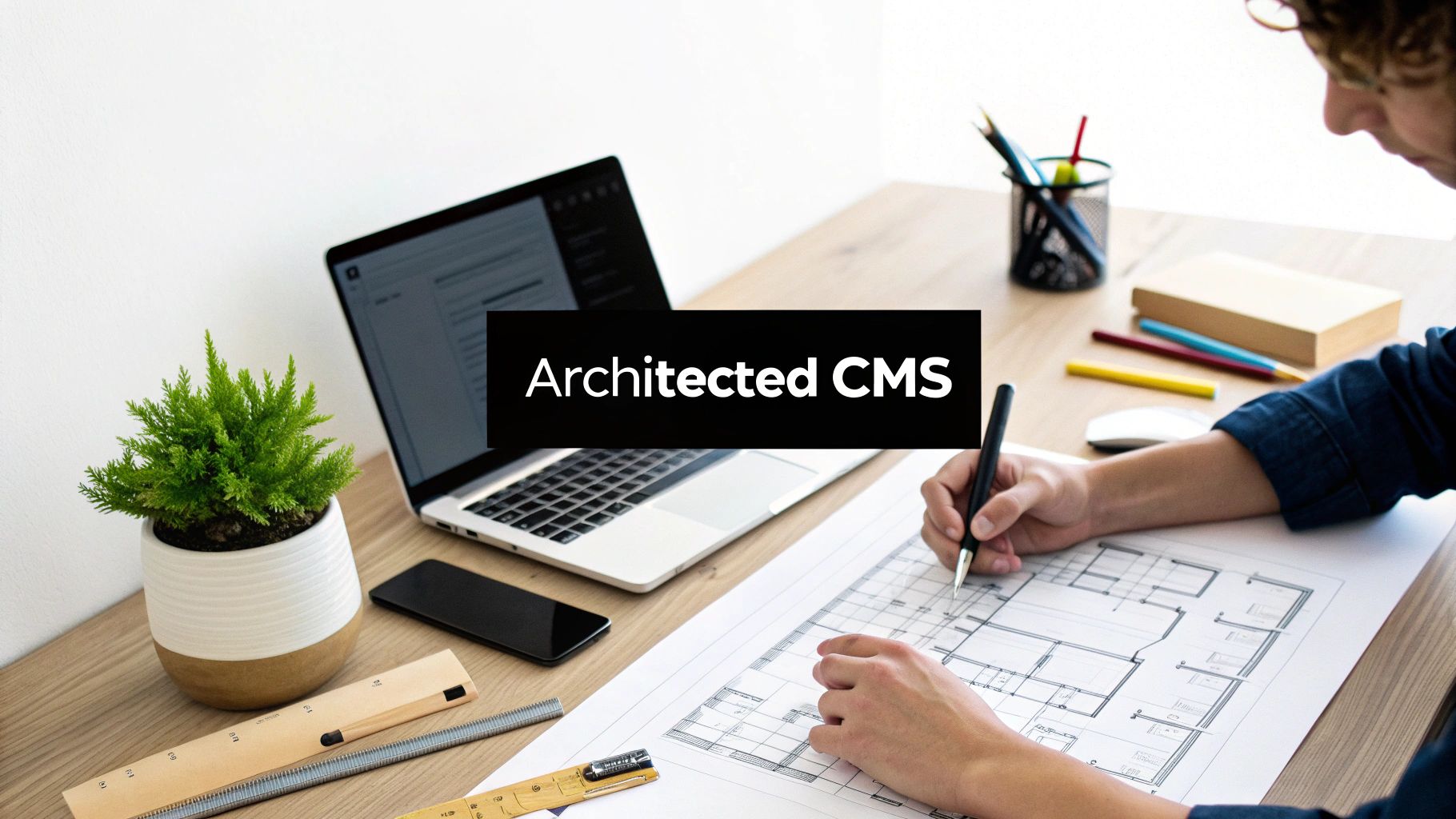 A developer working on custom code on a laptop screen, symbolizing the creation of a tailored CMS.