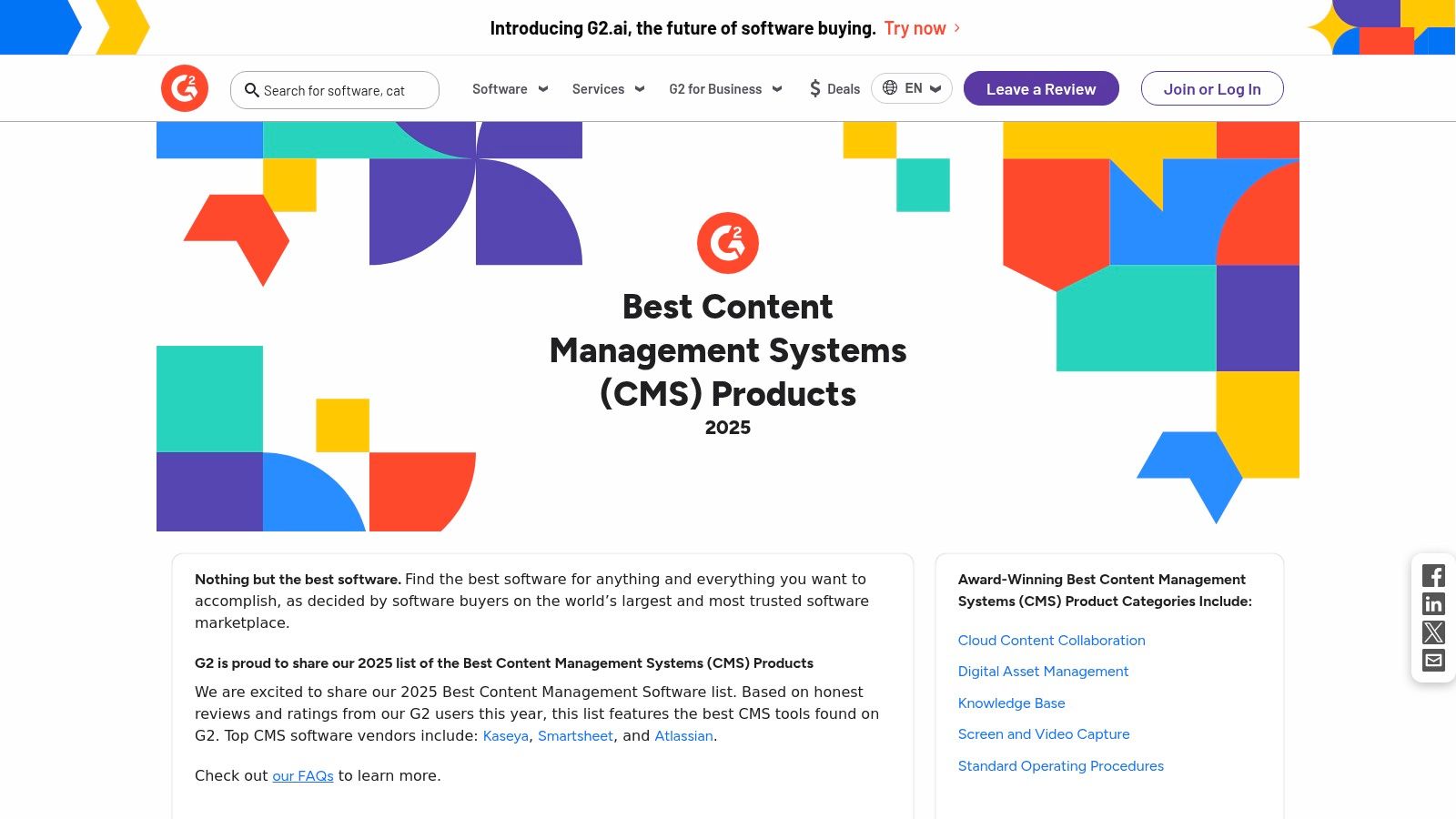 G2 — Content Management Software category