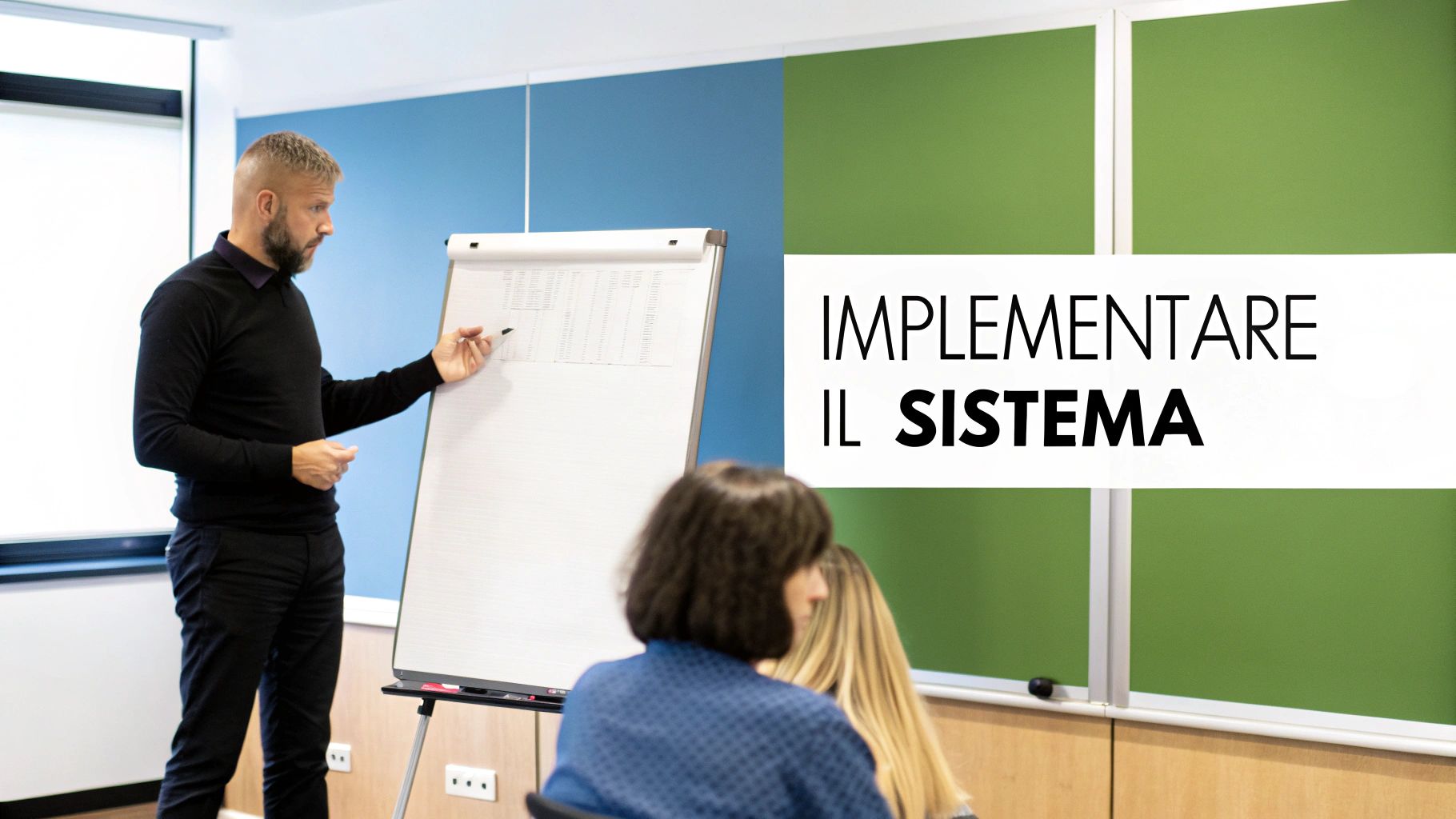 Manager e collaboratore discutono davanti a un laptop