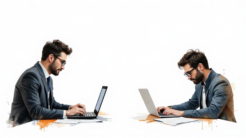 Una persona che studia nuove competenze digitali su un tablet, rappresentando i concetti di upskill e reskill
