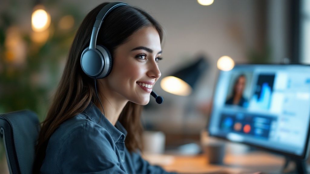 A diverse group of professionals—a real estate agent, a financial advisor, and a lawyer—collaborating around a central screen displaying AI call data.