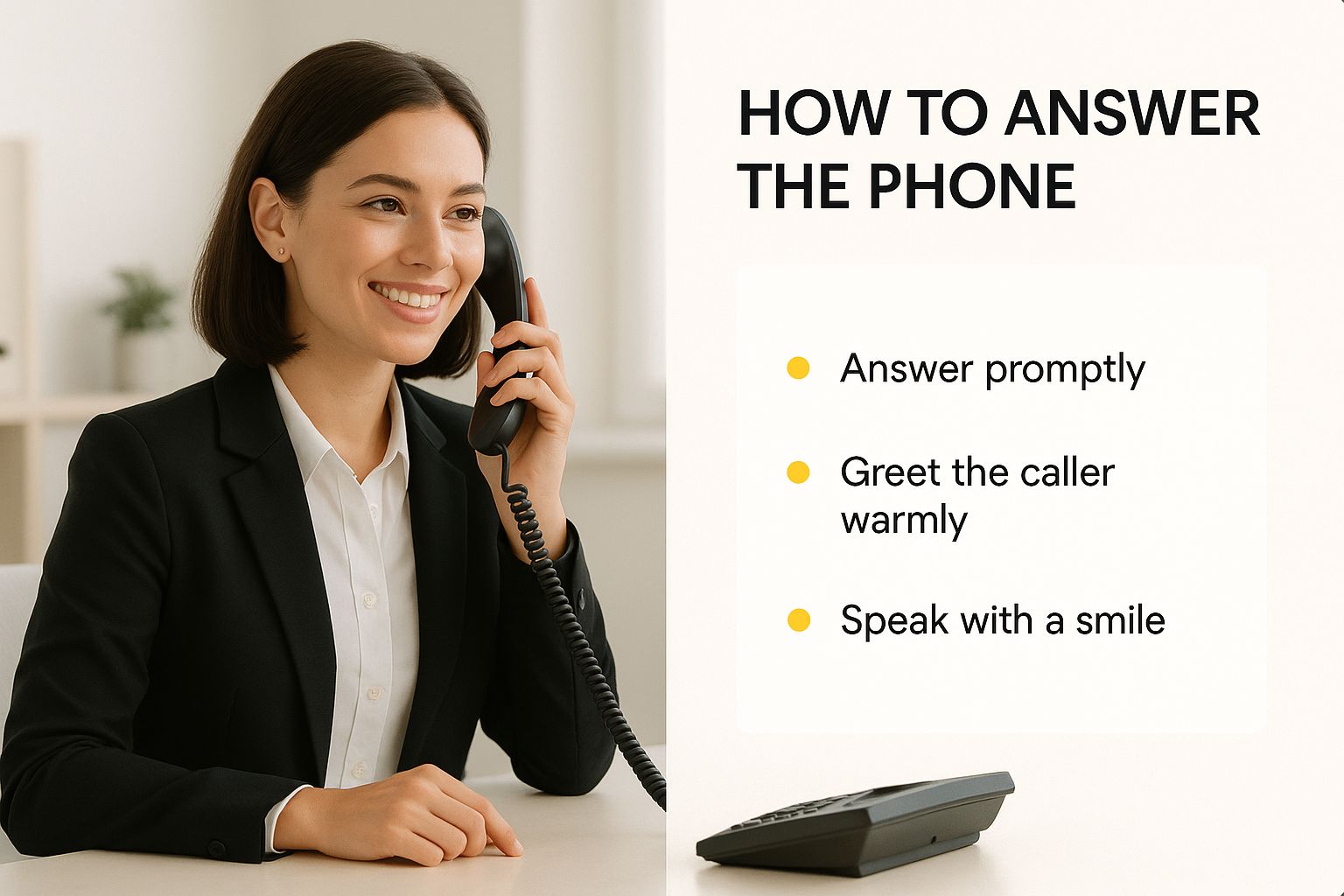 Infographic about how to answer the telephone