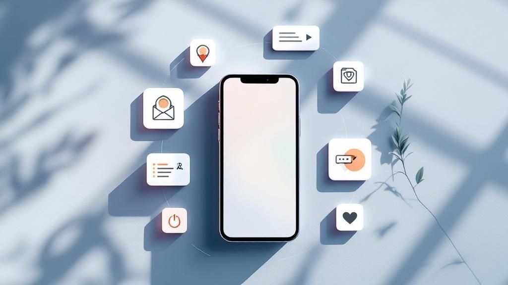 A diverse group of professionals in different industries (healthcare, retail, logistics) looking at data on a screen, representing the strategic use of automated calling.