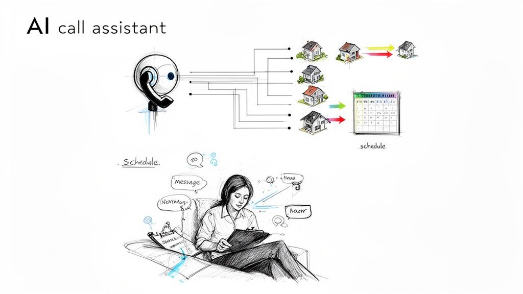 AI call assistant managing property tasks, scheduling appointments, and handling messages for a property manager.