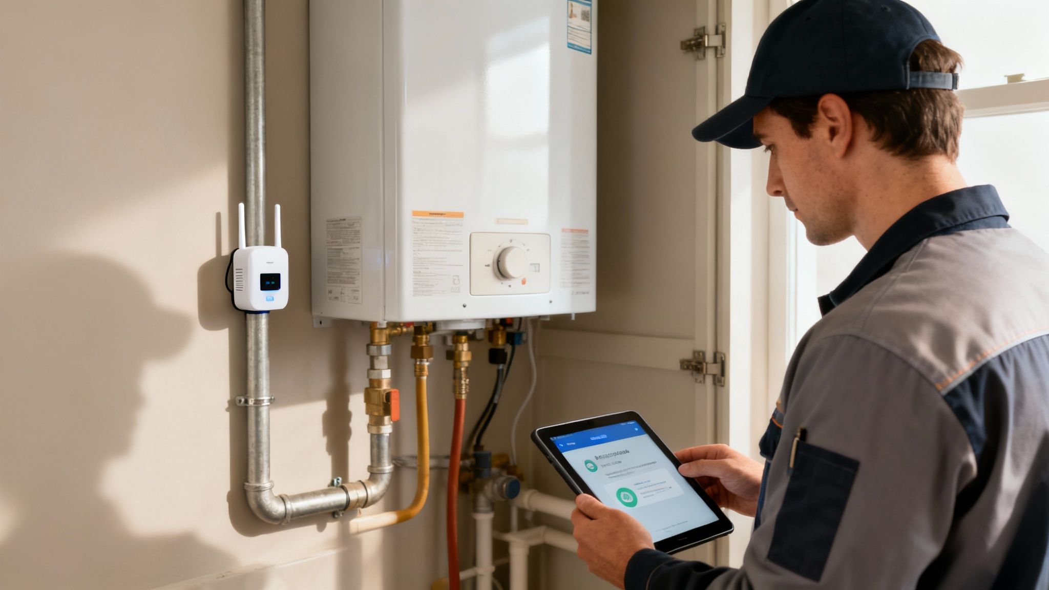 A smart home dashboard showing predictive maintenance alerts for an HVAC system.