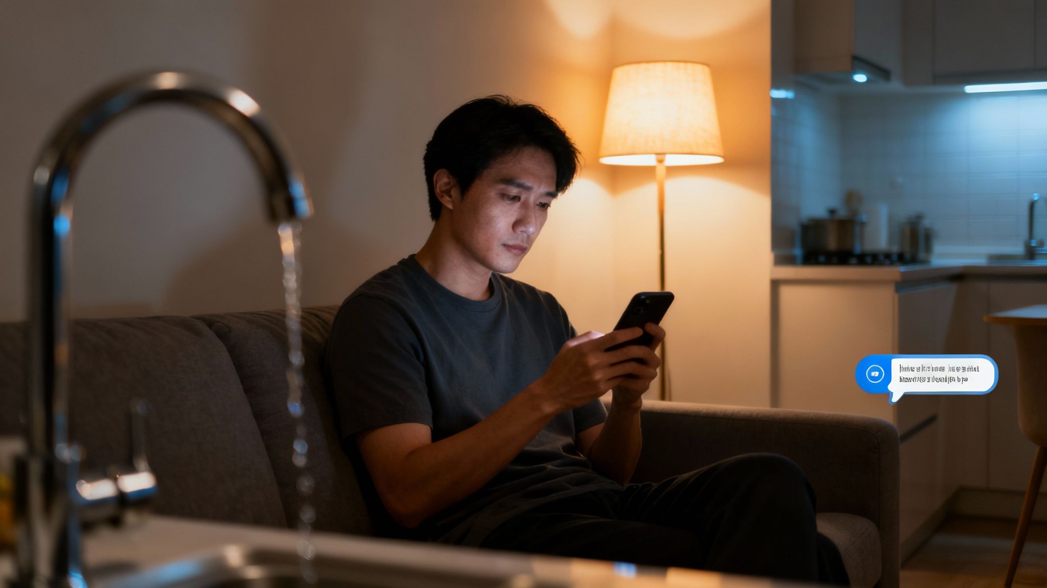 A property manager using a tablet to manage AI-driven tenant communications.