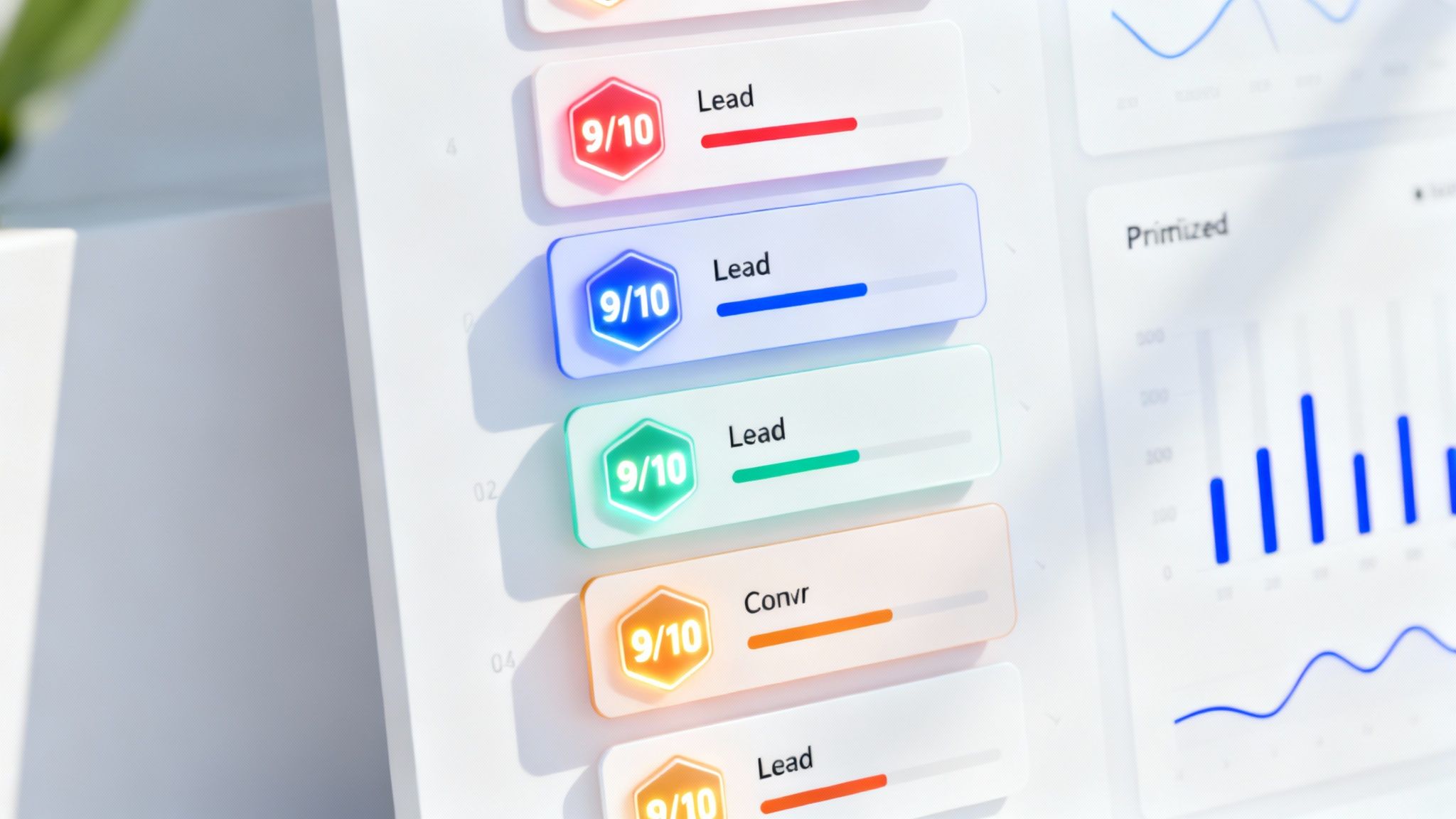 A dashboard showing AI lead scoring and prioritization for sales calls