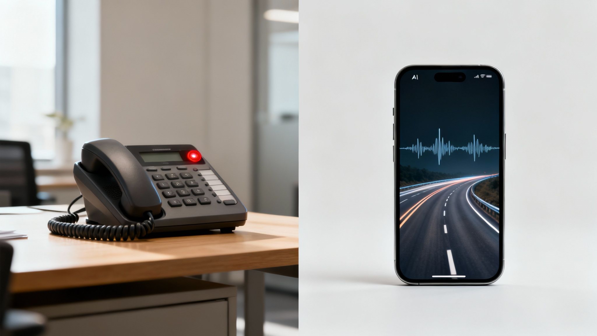 A frustrated person looking at their phone, representing a missed business call.