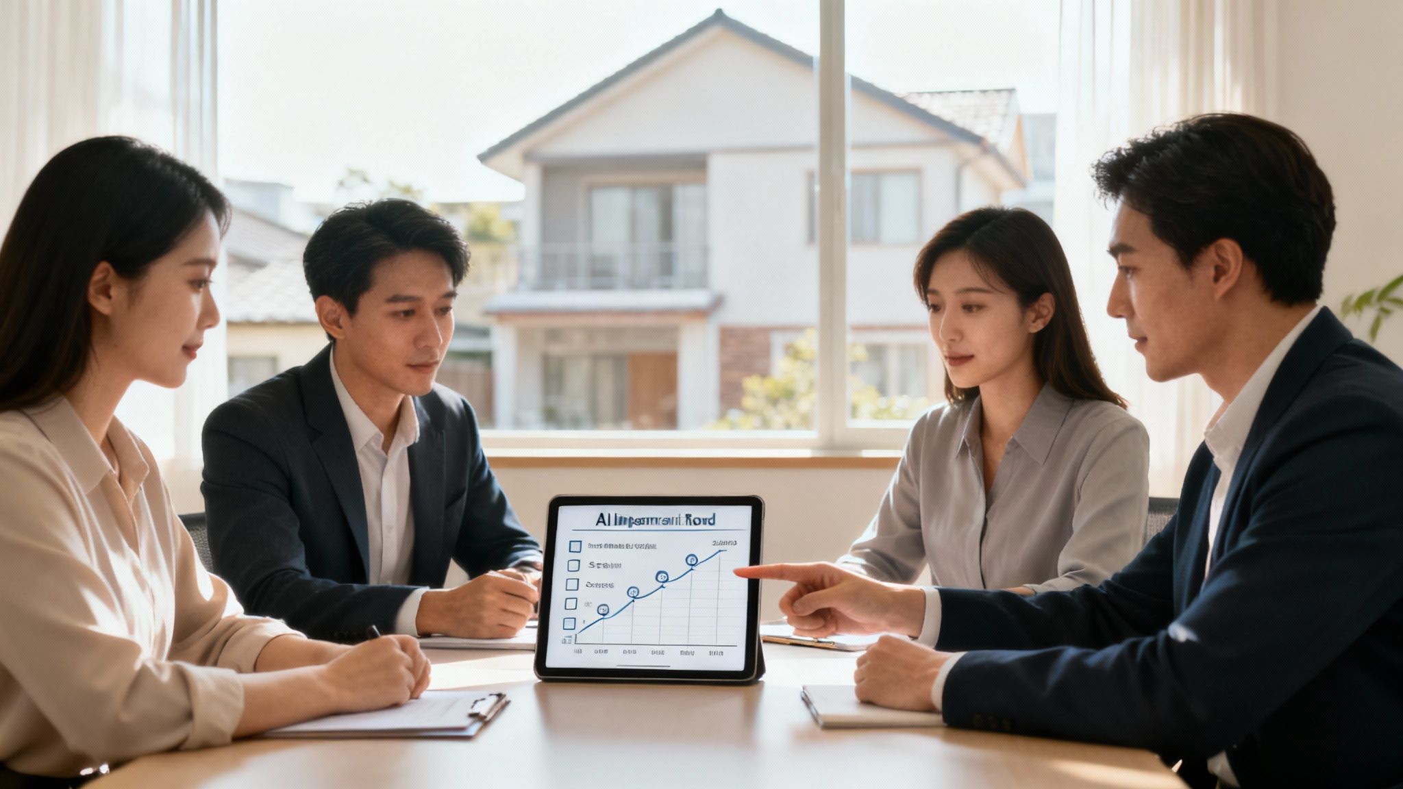 Real estate agent planning their AI implementation on a whiteboard