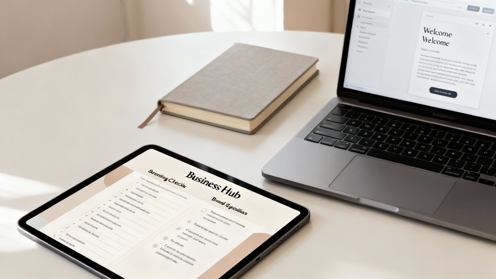 A person working at a clean desk, looking at a checklist, symbolizing a structured onboarding process.