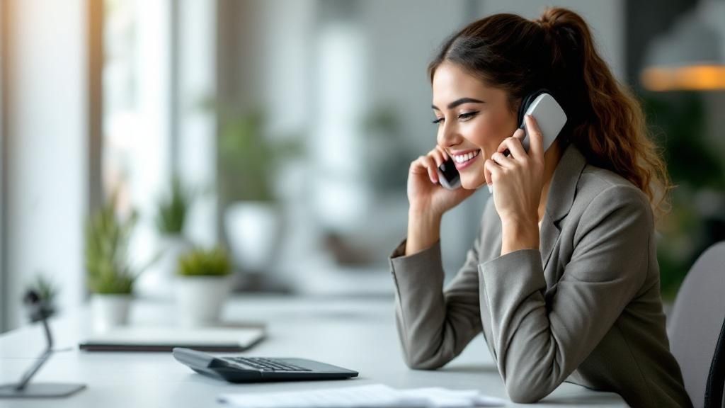 A person calmly handling a phone call