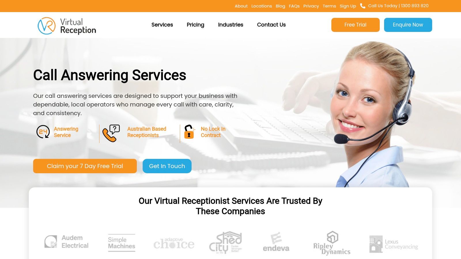 Virtual Reception phone call answering service