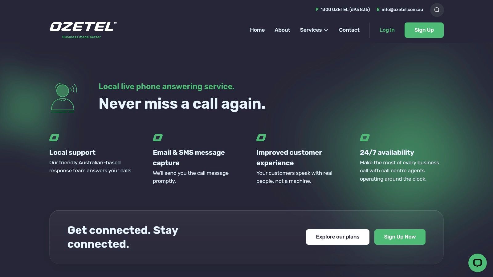 Ozetel phone call answering service dashboard