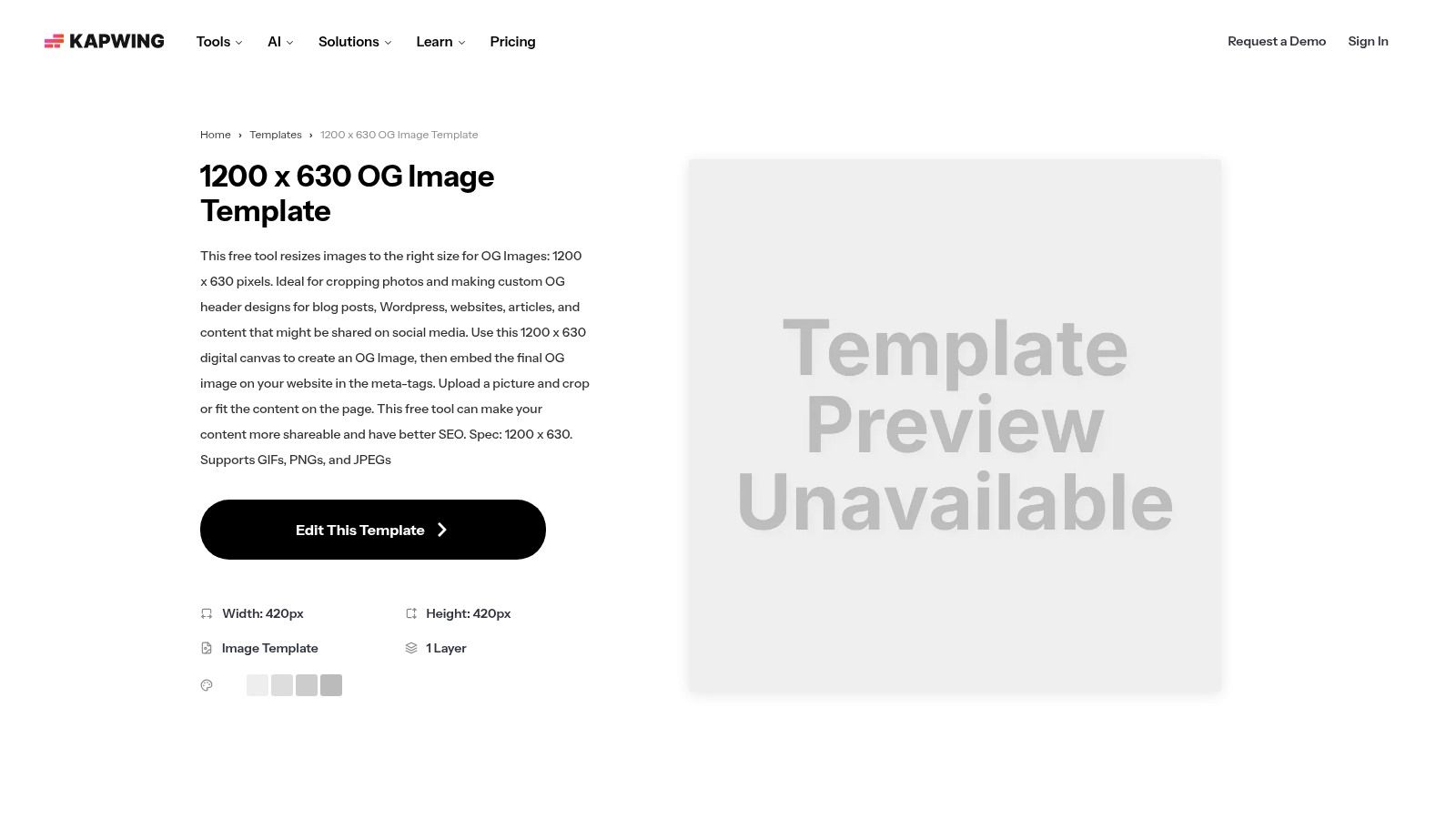 Kapwing — 1200×630 OG Image Template (Editor + Templates)
