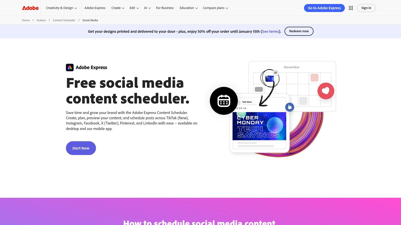 Adobe Express Content Scheduler
