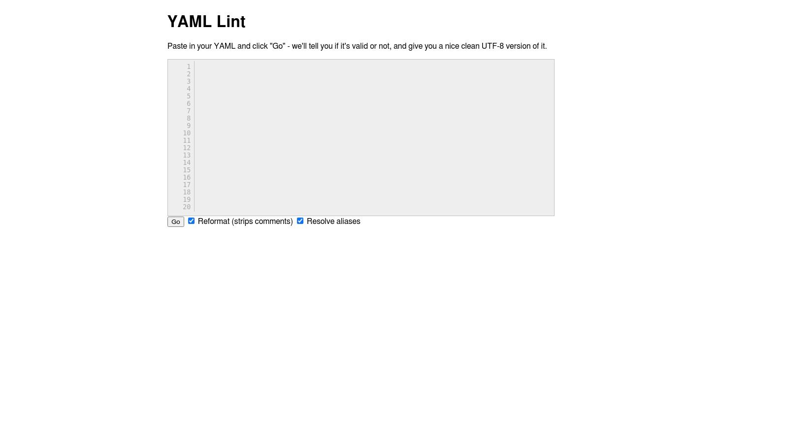 YAML Lint (yamllint.com)