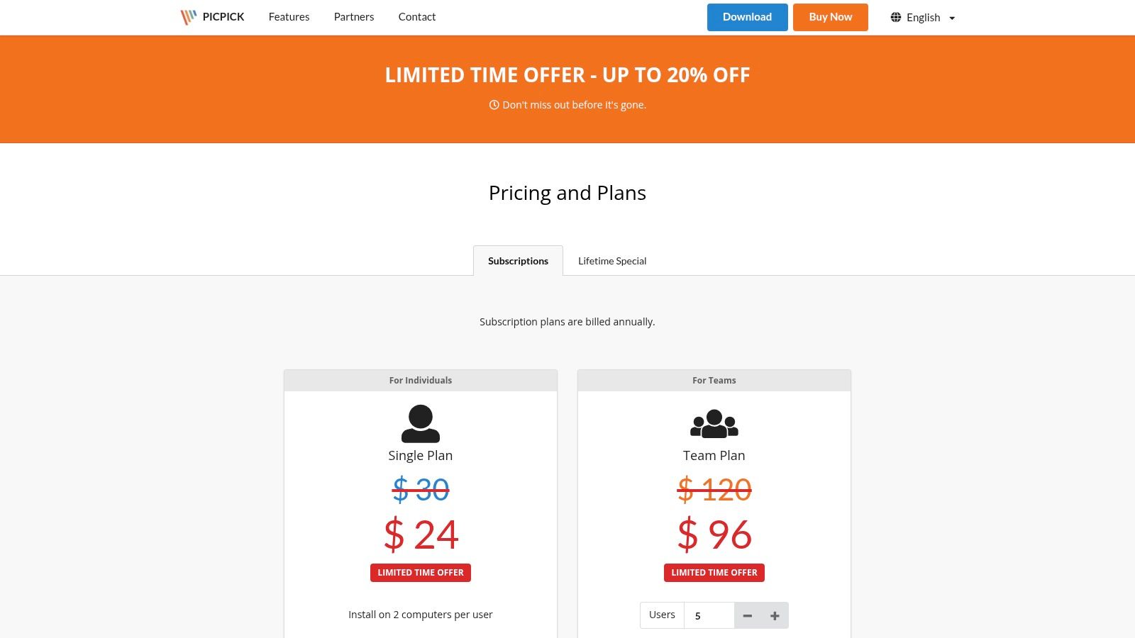 PicPick pricing plans