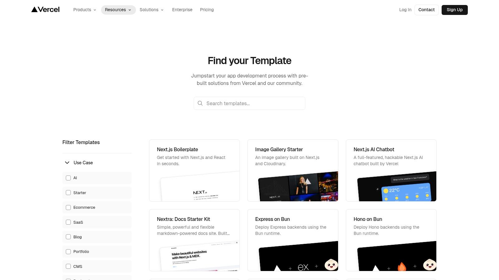 Vercel Templates – Free Starters with 1-Click Deploy