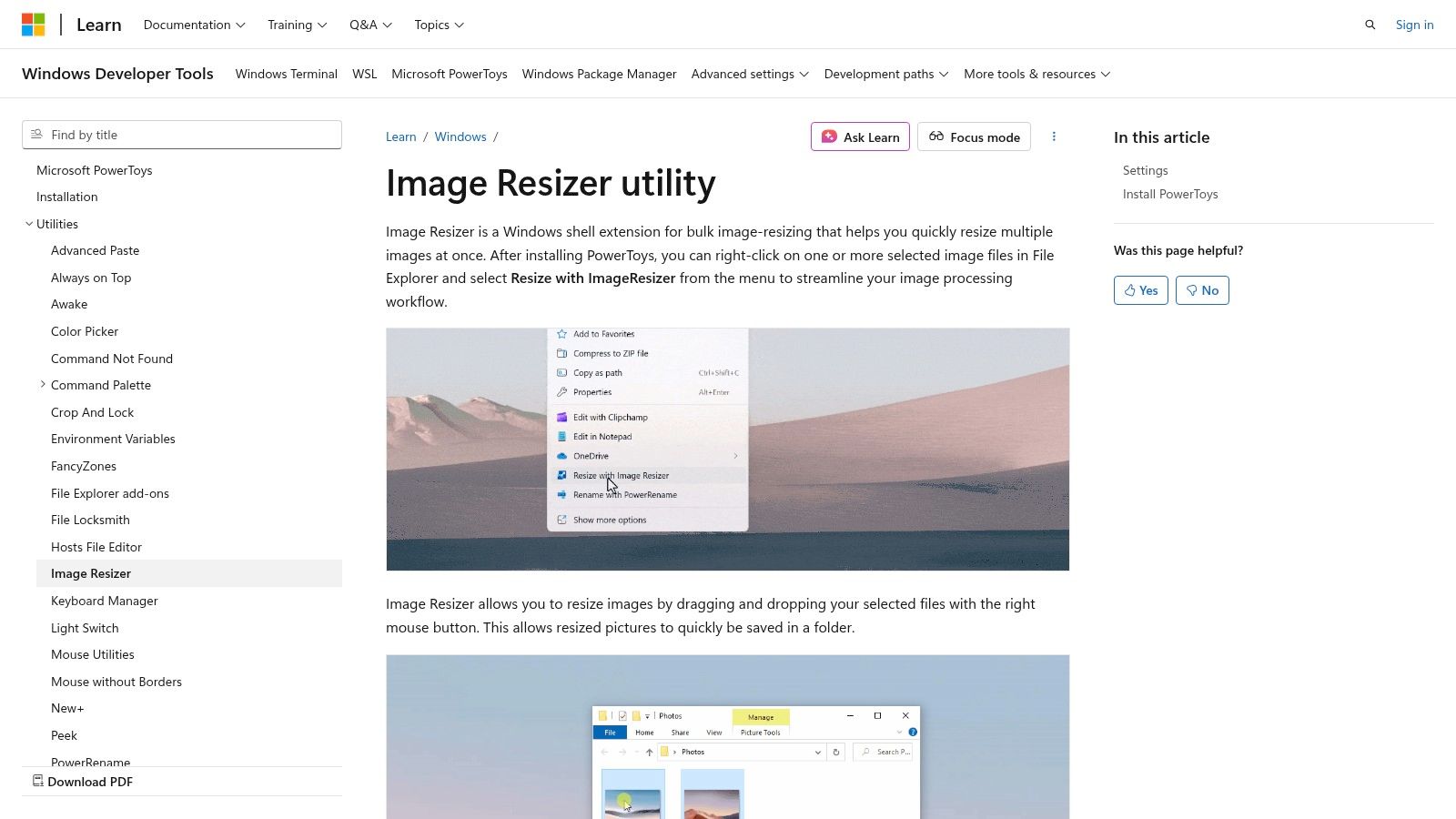 Microsoft PowerToys — Image Resizer