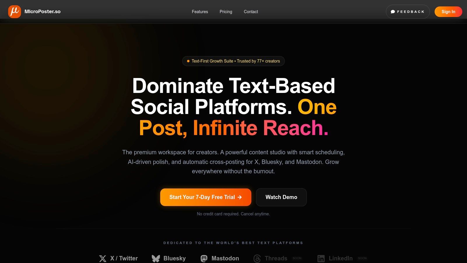 MicroPoster's user interface showing its advanced content editor for social media posts.